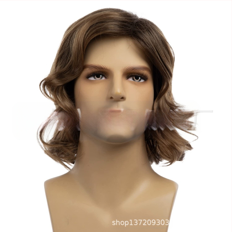 Sõltumatu jaama väliskaubanduse uus Euroopa ja Ameerika meeste parukas osaliselt pruunid lühikesed lokkis juuksed kohevad loomulikud lokid meeste juuksed Yiwu ladu