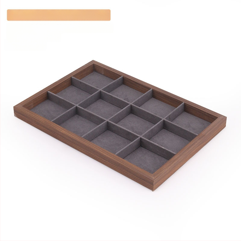 Bársony ékszertálca dió színű sötétszürke gyűrű nyaklánc fülbevaló tároló doboz karkötő díszek karkötő ékszerek