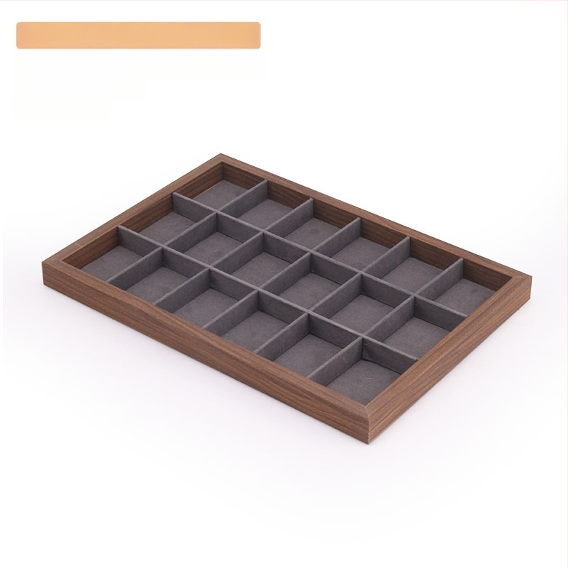 Bársony ékszertálca dió színű sötétszürke gyűrű nyaklánc fülbevaló tároló doboz karkötő díszek karkötő ékszerek