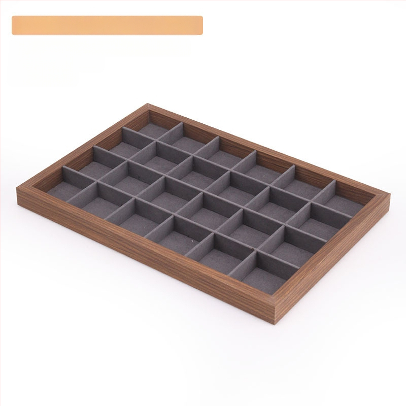 Bársony ékszertálca dió színű sötétszürke gyűrű nyaklánc fülbevaló tároló doboz karkötő díszek karkötő ékszerek