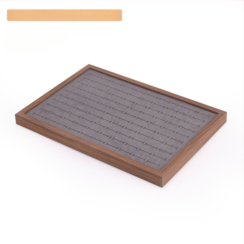 Bársony ékszertálca dió színű sötétszürke gyűrű nyaklánc fülbevaló tároló doboz karkötő díszek karkötő ékszerek