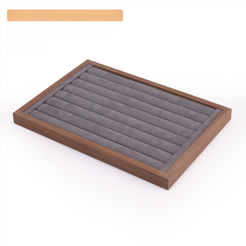 Bársony ékszertálca dió színű sötétszürke gyűrű nyaklánc fülbevaló tároló doboz karkötő díszek karkötő ékszerek