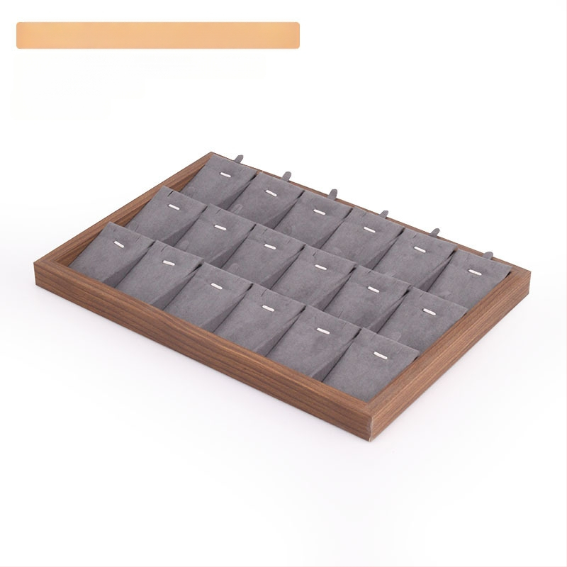 Bársony ékszertálca dió színű sötétszürke gyűrű nyaklánc fülbevaló tároló doboz karkötő díszek karkötő ékszerek