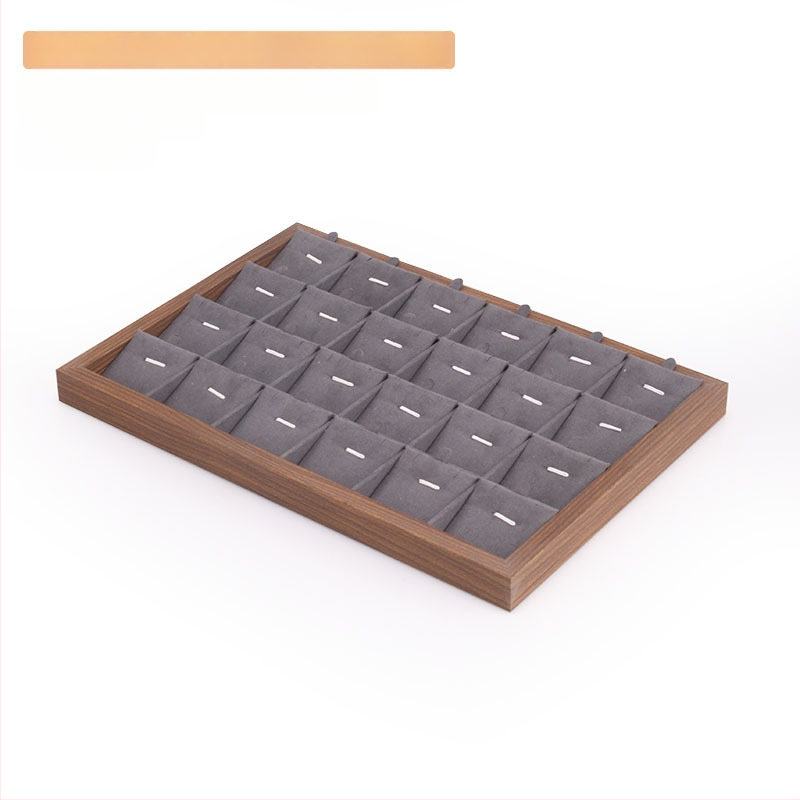 Bársony ékszertálca dió színű sötétszürke gyűrű nyaklánc fülbevaló tároló doboz karkötő díszek karkötő ékszerek