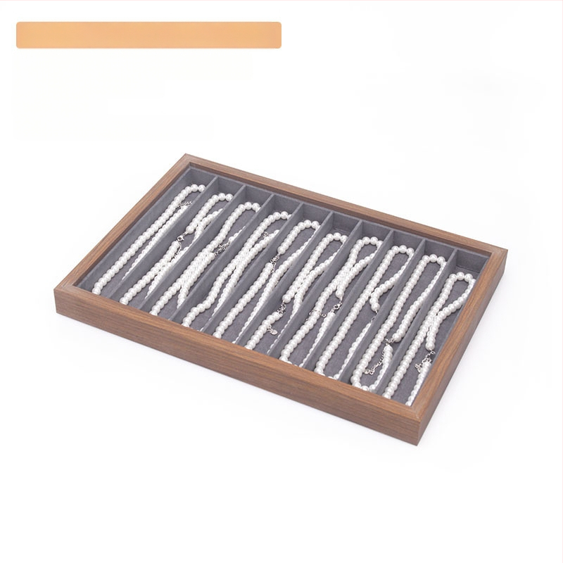 Bársony ékszertálca dió színű sötétszürke gyűrű nyaklánc fülbevaló tároló doboz karkötő díszek karkötő ékszerek