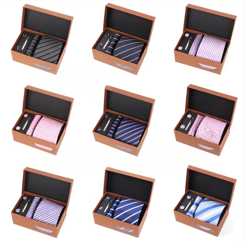 2025 Új Férfi Nyakkendő Szett Ajándékdobozban Luxus Divatos Ajándék Férfi Üzleti Nyakkendő 4 Részes Szett