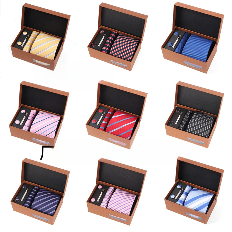 2025 Új Férfi Nyakkendő Szett Ajándékdobozban Luxus Divatos Ajándék Férfi Üzleti Nyakkendő 4 Részes Szett