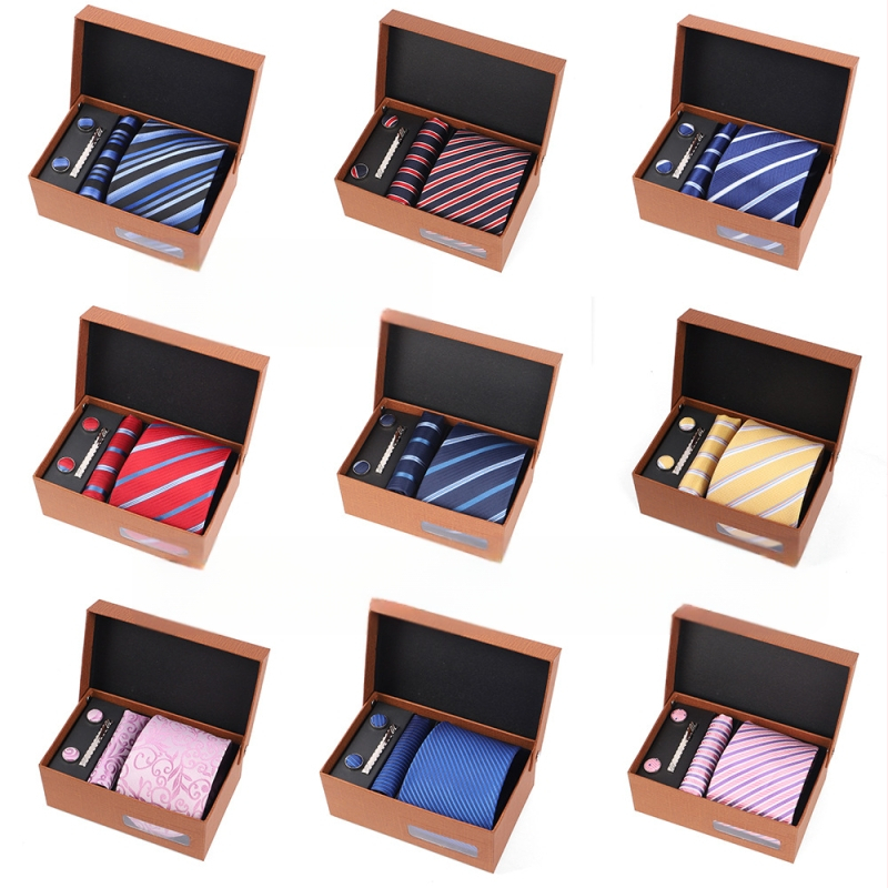 2025 Új Férfi Nyakkendő Szett Ajándékdobozban Luxus Divatos Ajándék Férfi Üzleti Nyakkendő 4 Részes Szett