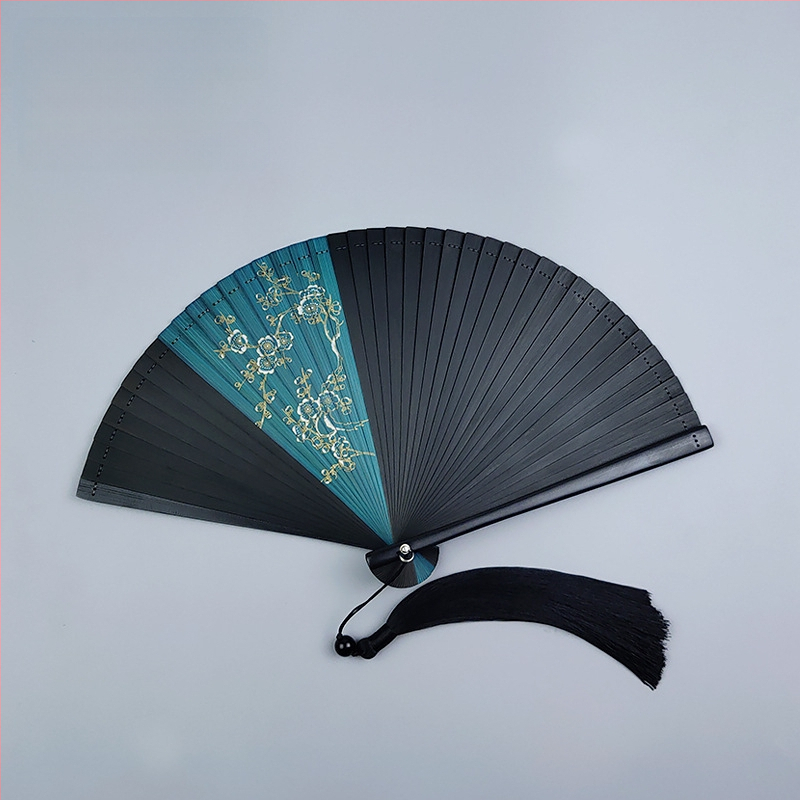 Teljes bambusz összecsukható ventilátor üreges összecsukható mini ventilátor 5 hüvelykes 6 hüvelykes hordozható kínai stílusú antik piros és fekete klasszikus táncventilátor