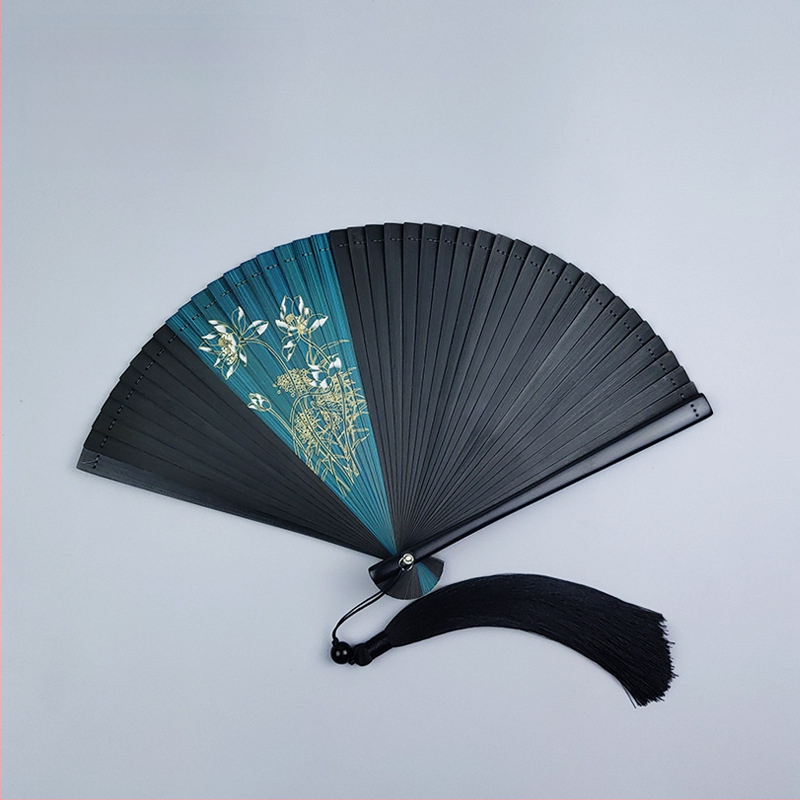 Teljes bambusz összecsukható ventilátor üreges összecsukható mini ventilátor 5 hüvelykes 6 hüvelykes hordozható kínai stílusú antik piros és fekete klasszikus táncventilátor