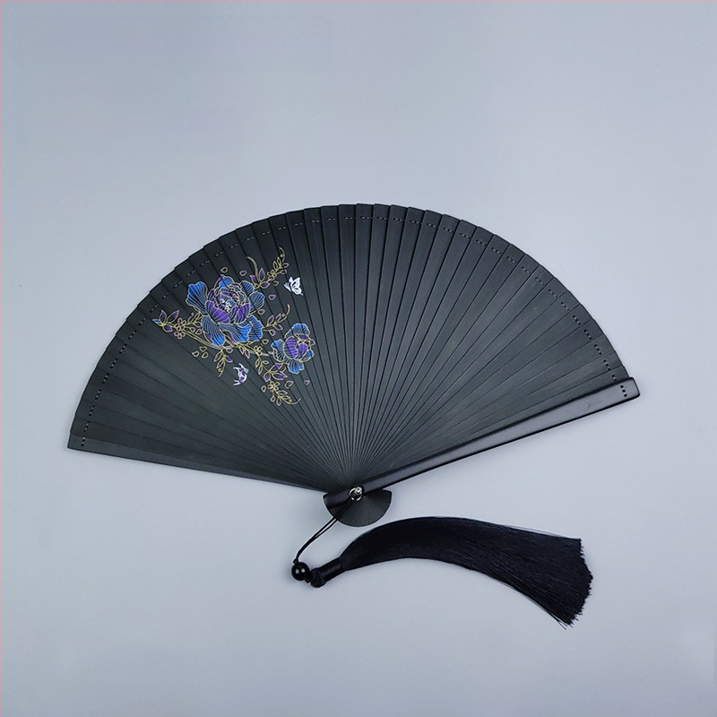 Teljes bambusz összecsukható ventilátor üreges összecsukható mini ventilátor 5 hüvelykes 6 hüvelykes hordozható kínai stílusú antik piros és fekete klasszikus táncventilátor