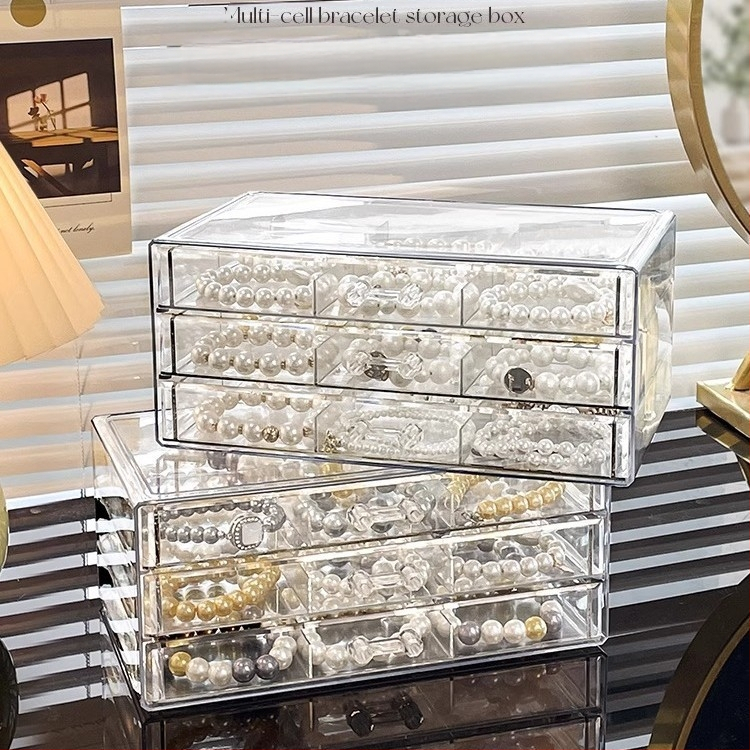 Akril karkötő tárolódoboz Nagy kapacitású osztott nyaklánc karkötő ékszerek Különleges játék kristály karkötő kijelző doboz