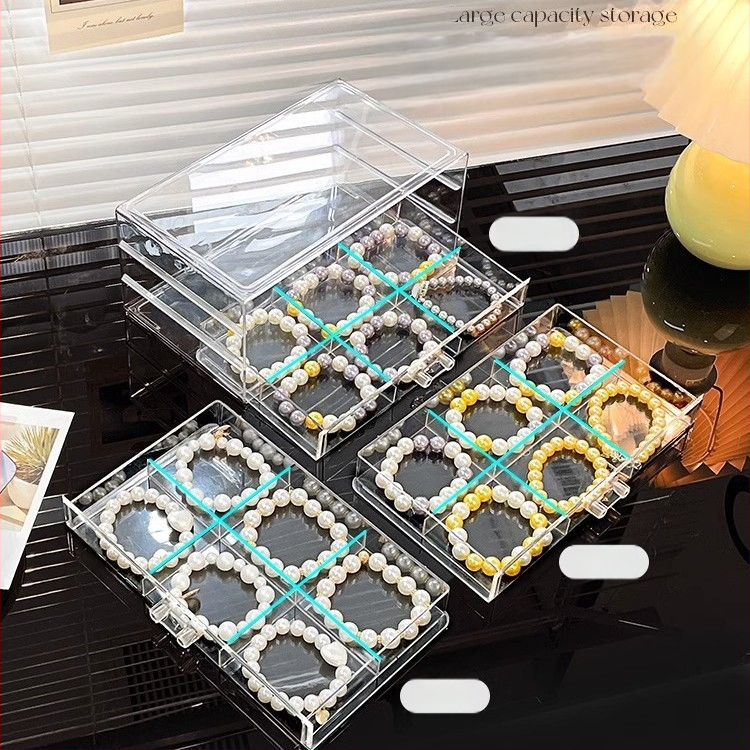 Akril karkötő tárolódoboz Nagy kapacitású osztott nyaklánc karkötő ékszerek Különleges játék kristály karkötő kijelző doboz