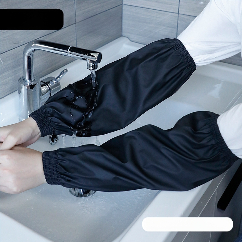 Veekindel ja õlikindel PU meeste ja naiste varrukad täiskasvanutele, töö- ja majapidamisabilistele, koristajatele, saastumisvastane varrukas, lõuend, must