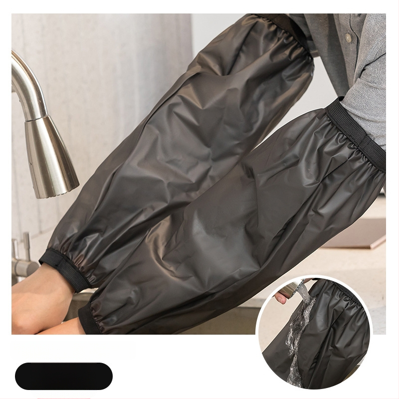 Veekindel ja õlikindel PU meeste ja naiste varrukad täiskasvanutele, töö- ja majapidamisabilistele, koristajatele, saastumisvastane varrukas, lõuend, must