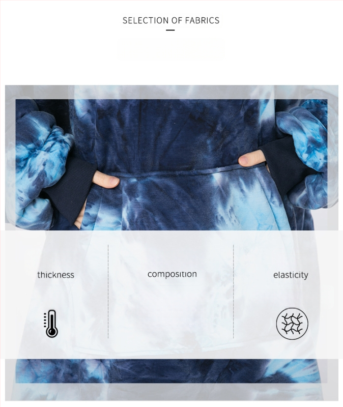 Határokon átnyúló batikolt mintás lusta ruházat, pulóver, kapucnis lusta alvótakaró, kültéri hidegálló ruházat, viselhető takaró