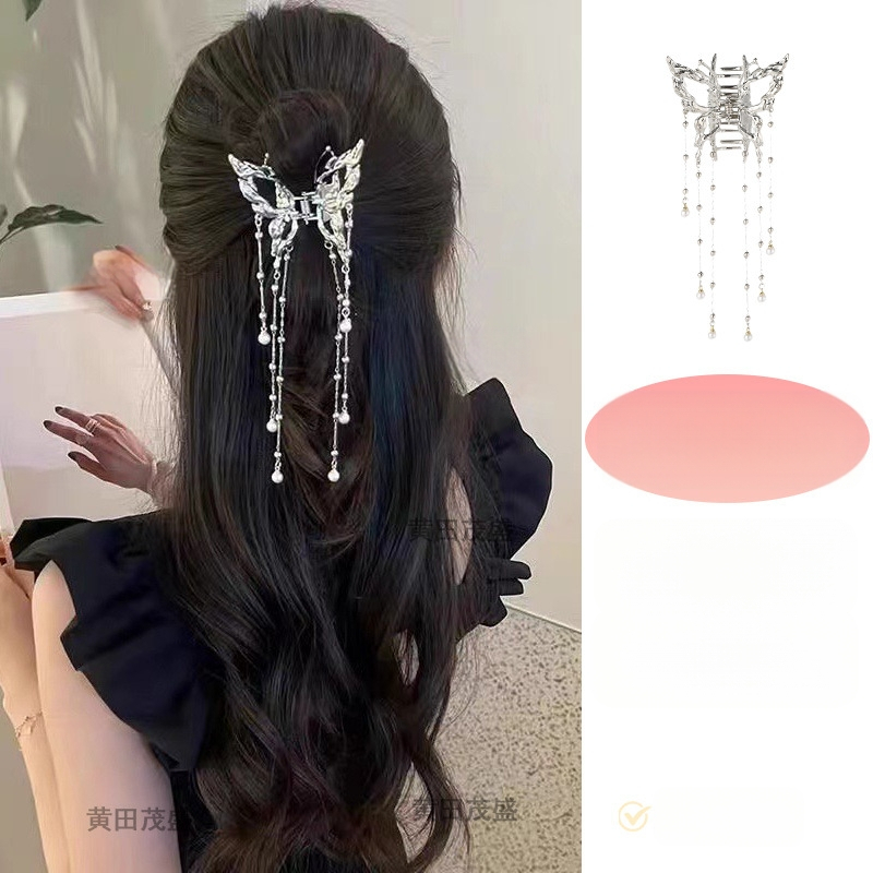 Fém üreges pillangós hajcsat lányoknak, egyszerű hajtű, gyönyörű hajkiegészítő nőknek, félig kötött frizura, pillangós üreges dizájn
