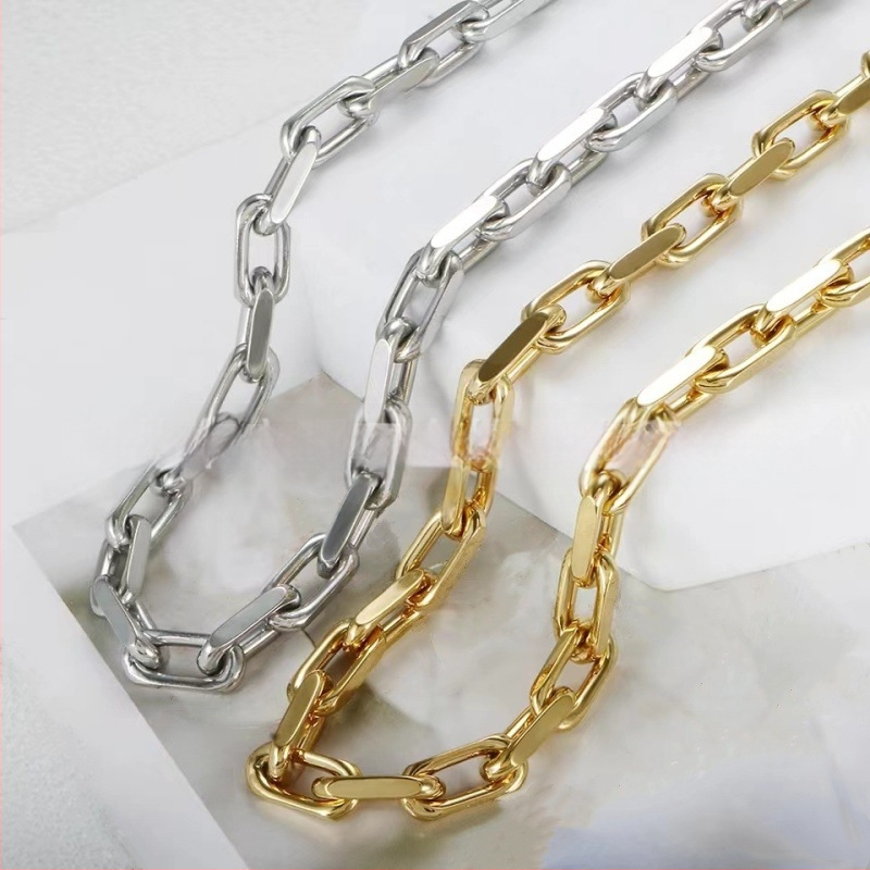 Európai és amerikai nagy eladású titán acél karkötő/karkötők Régi O alakú lánc Kézzel készített lánc Téglalap alakú félig régi kétoldalas karkötő nyaklánc