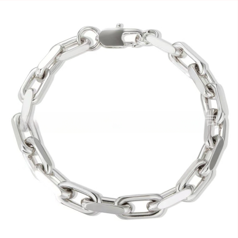 Európai és amerikai nagy eladású titán acél karkötő/karkötők Régi O alakú lánc Kézzel készített lánc Téglalap alakú félig régi kétoldalas karkötő nyaklánc