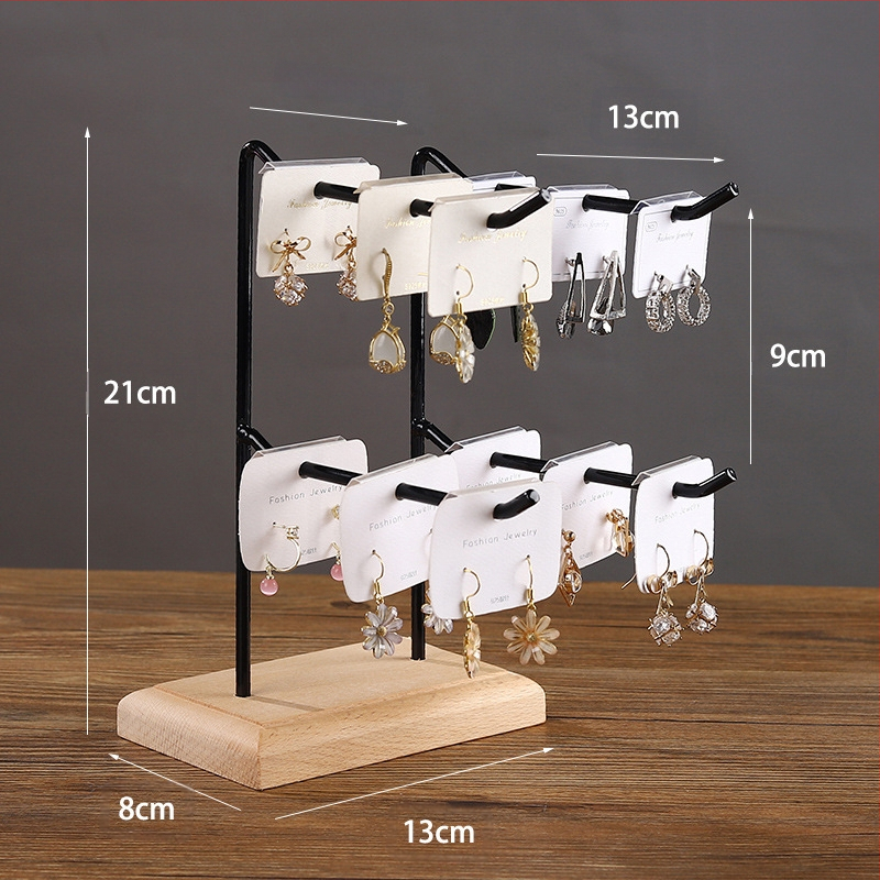 Tömörfa vas fülbevaló kijelző állvány háztartási fülbevalók karton tároló ékszer állvány függő kulcstartó karkötő ékszer állvány