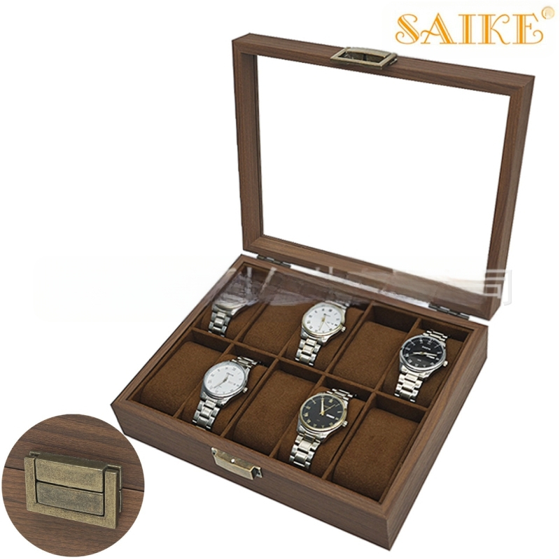 [Retro Kiadás] raktáron Nagykereskedelmi Fekete Dió Fa 10 Bites Óra Tároló Gyűjtemény Kiállító Doboz 10 Óra Doboz