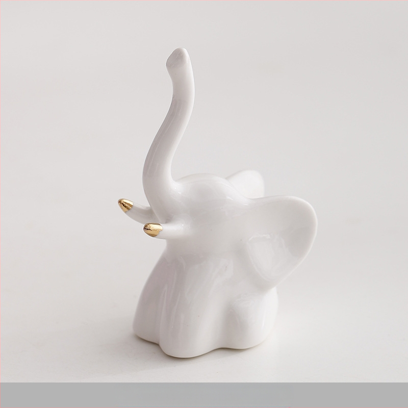 Ins Kaunistused Piiriülene Keraamiline Loominguline Elevandi Mini Jänese Sõrmus Kaelakee Ehete Riiul Loomaakna Väikesed Kaunistused