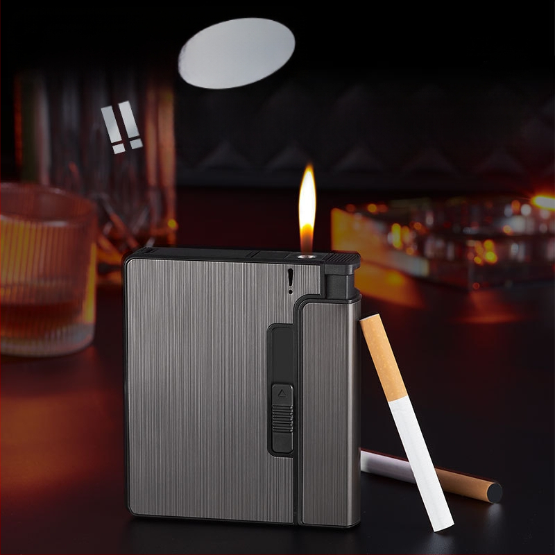 Kreatív durva közepes finom univerzális automata cigarettadoboz öngyújtóval, vízálló, nyomásálló felfújható cigarettadoboz öngyújtóval, nagykereskedelem