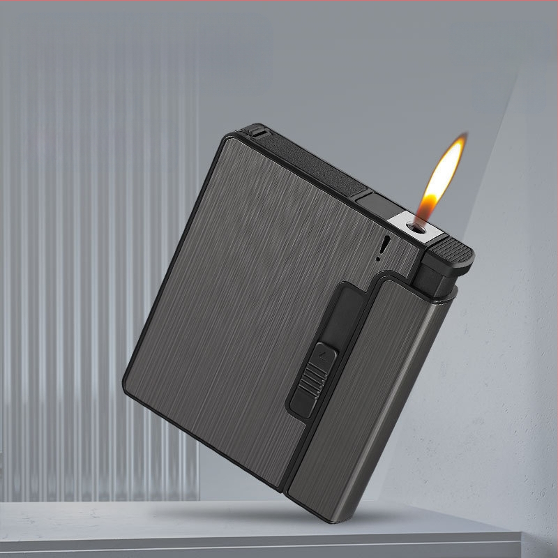 Kreatív durva közepes finom univerzális automata cigarettadoboz öngyújtóval, vízálló, nyomásálló felfújható cigarettadoboz öngyújtóval, nagykereskedelem