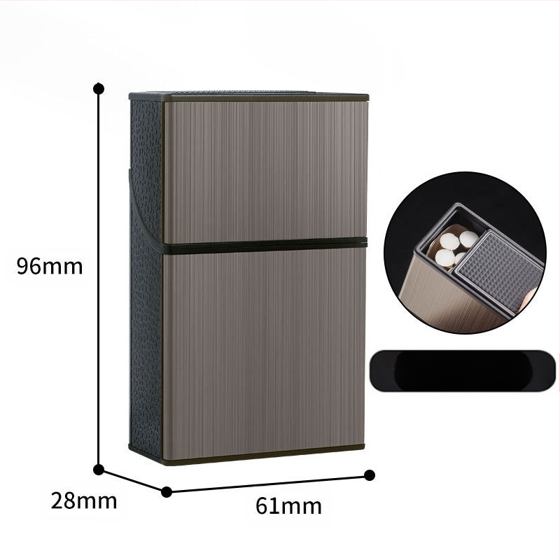 8004B Dvigubo atidarymo dangtelio metalinis cigarečių dėklas su užsegimu, atsparus suspaudimui, atsparus drėgmei, atsparus prakaitui, stumdomas, dvigubos paskirties, vielos tempimo rėmas, didelė talpa