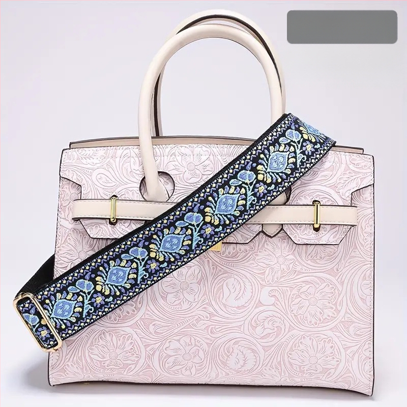 Rankinė per petį su itin plačiais aksesuarais, spalvinga rankinė, storas dirželis, ilgas pakaitinis dirželis, reguliuojamas universalus krepšys per petį