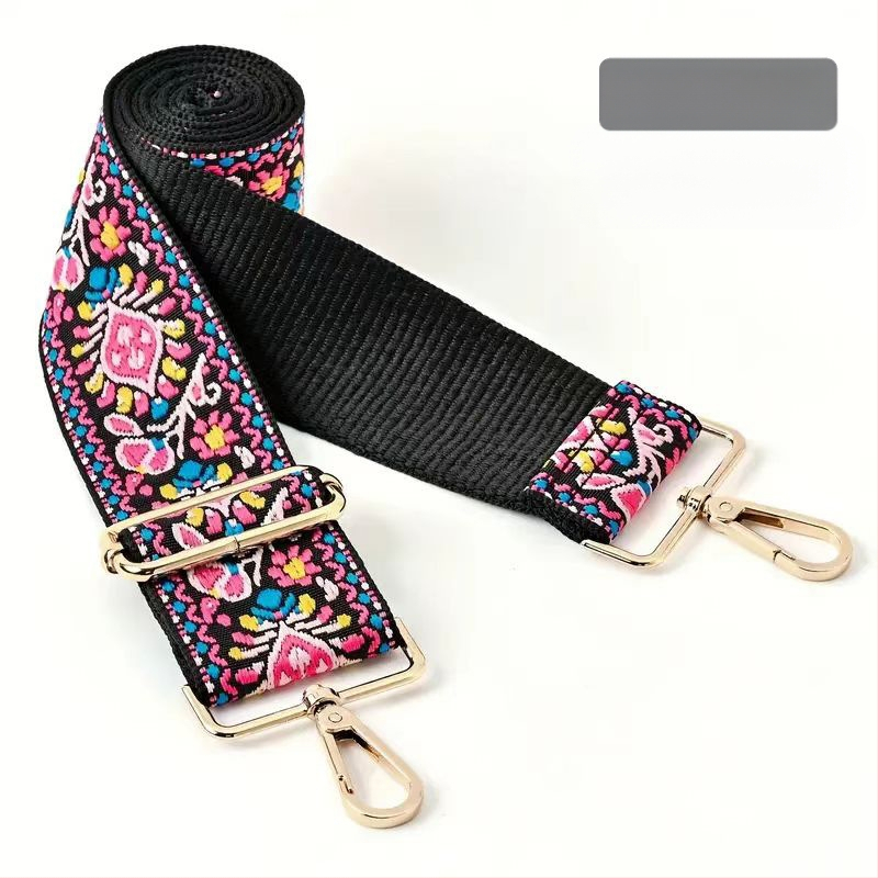 Rankinė per petį su itin plačiais aksesuarais, spalvinga rankinė, storas dirželis, ilgas pakaitinis dirželis, reguliuojamas universalus krepšys per petį