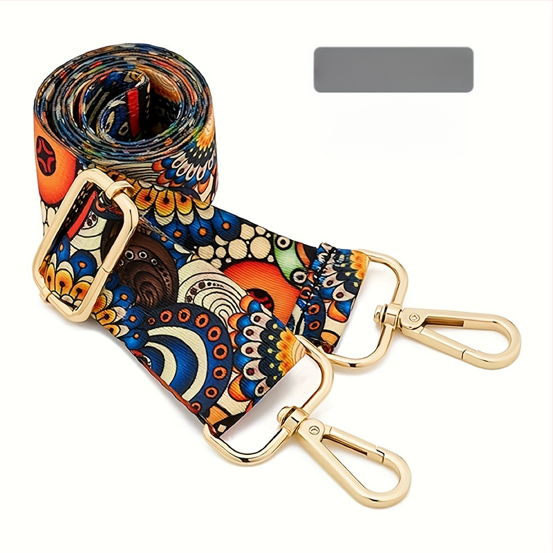 Rankinė per petį su itin plačiais aksesuarais, spalvinga rankinė, storas dirželis, ilgas pakaitinis dirželis, reguliuojamas universalus krepšys per petį