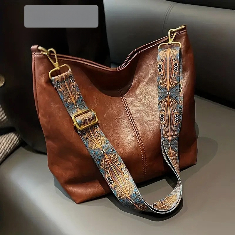 Rankinė per petį su itin plačiais aksesuarais, spalvinga rankinė, storas dirželis, ilgas pakaitinis dirželis, reguliuojamas universalus krepšys per petį