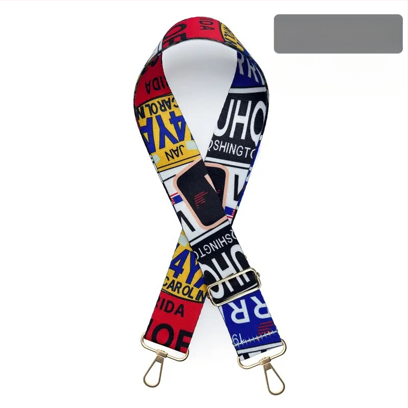 Rankinė per petį su itin plačiais aksesuarais, spalvinga rankinė, storas dirželis, ilgas pakaitinis dirželis, reguliuojamas universalus krepšys per petį