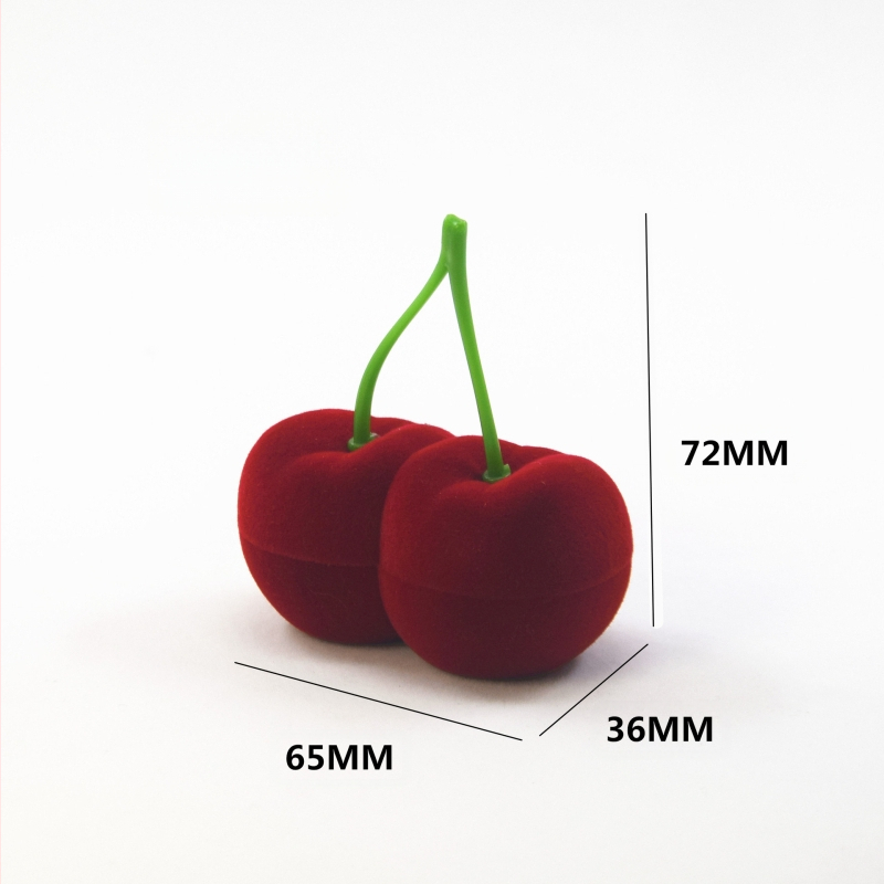 Huiyi cseresznye ékszerdoboz bársony ékszer csomagoló doboz fülbevaló nyaklánc aranyos cseresznye gyűrű doboz