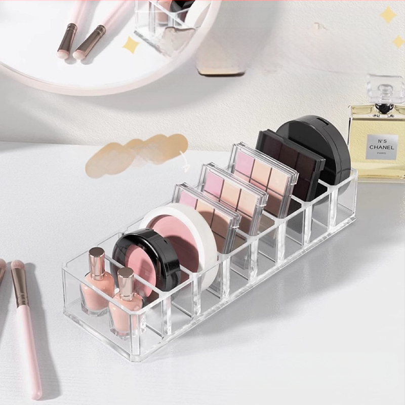 Piiriülene lauvärvialuse hoiuriiul akrüülist läbipaistev lauakosmeetika hoiuriiul pulbrikoogi sahtel