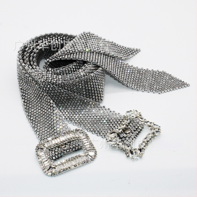 Gyári közvetlen értékesítésű új női édes gyémánt öv, 11 soros, teljes strasszos berakásos divatos öv ruházati övvel, nagykereskedelemben