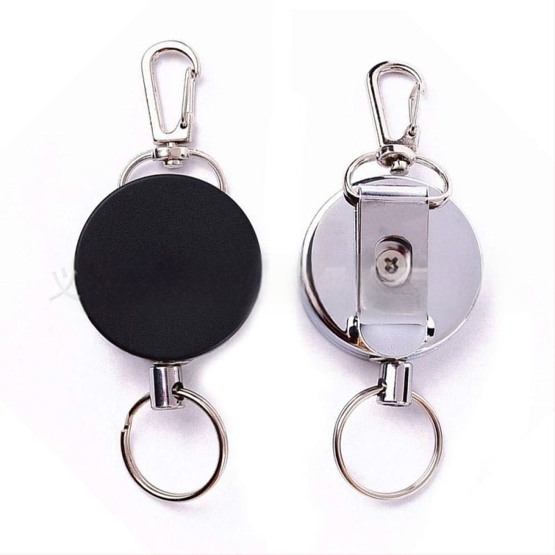 Határokon átnyúló, népszerű, 4 cm-es, teljesen fémből készült, könnyen húzható csattal, könnyen húzható drótkötél-húzóval, elveszett biztonsági kültéri teleszkópos kulcstartóval