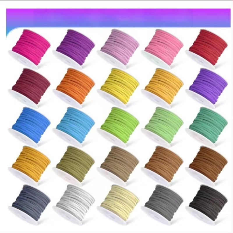 Koreai bársonykötél 3 mm-es lapos, kétoldalas velúr kötél barkácsoláshoz, karkötő, nyaklánc, álomfogó háló, ajándékdoboz, díszes kötél, öv