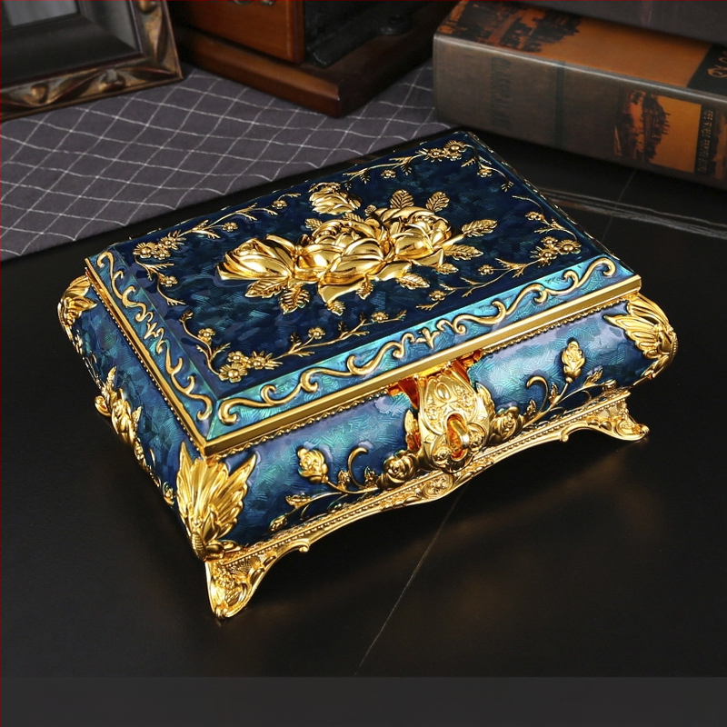 Luxus fém ékszerdoboz európai stílusú palota ékszerdoboz antik kreatív gyűrűtároló doboz ékszerdoboz esküvői ajándék