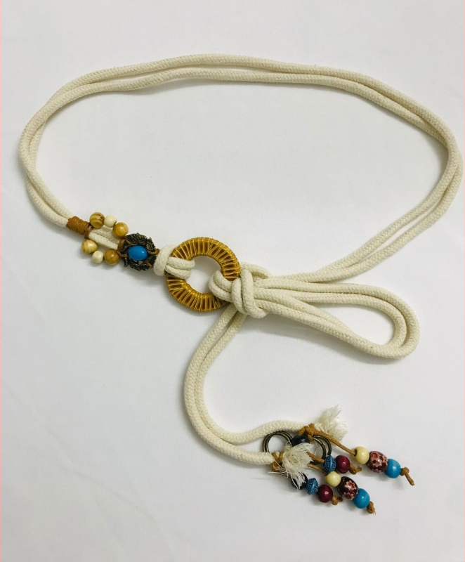 Koreai változatú szőtt öv Női retro lezser sokoldalú személyiség dekoratív ruha derék pamut len csomózott derékkötél nagykereskedelemben