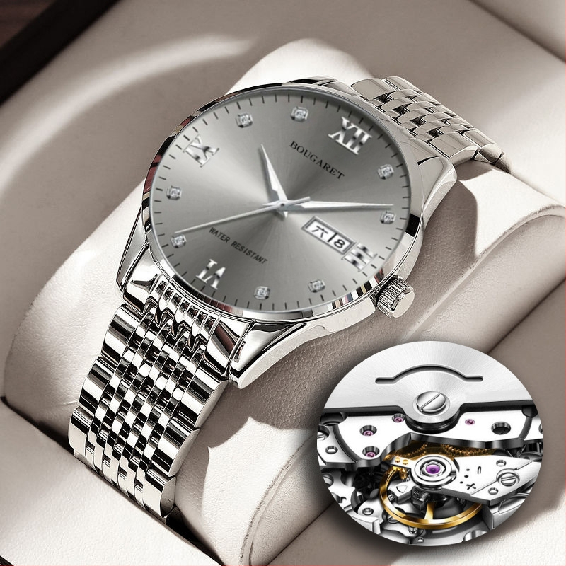 Bujialei TikTok gyors mutatós, egyrészes szállítású, vízálló, világító naptáras, koreai stílusú, hamis, mechanikusan cserélhető óra, új férfi karóra