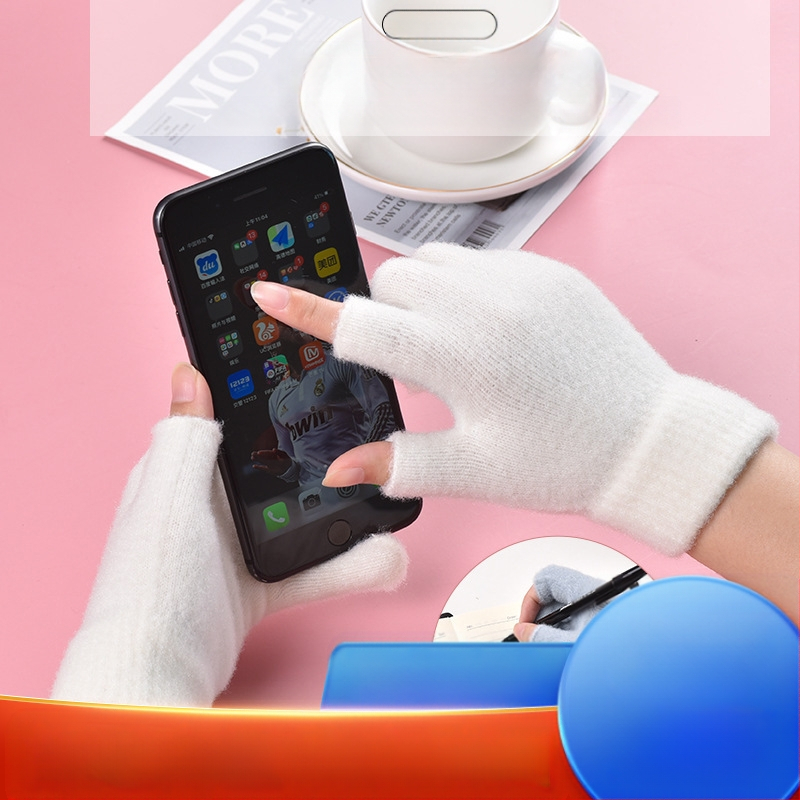 Žiemos nesandarūs dviejų pirštų krištolo siūlai Naujas produktas Vyrų ir moterų studentų žaidimas Mobilusis telefonas Jutiklinis ekranas Megztos pirštinės Neslystančios