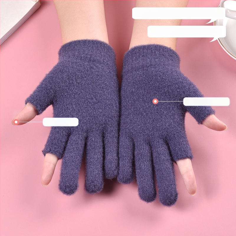 Žiemos nesandarūs dviejų pirštų krištolo siūlai Naujas produktas Vyrų ir moterų studentų žaidimas Mobilusis telefonas Jutiklinis ekranas Megztos pirštinės Neslystančios