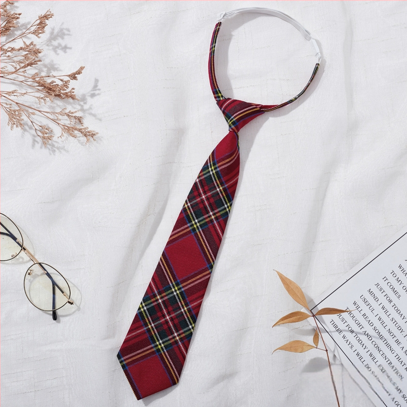 Új, nyakkendő nélküli, kockás mintás, diákpulóver, gumiszalaggal, főiskolai ruhák, japán egyenruha, bordó, kockás, nyakkendő, női