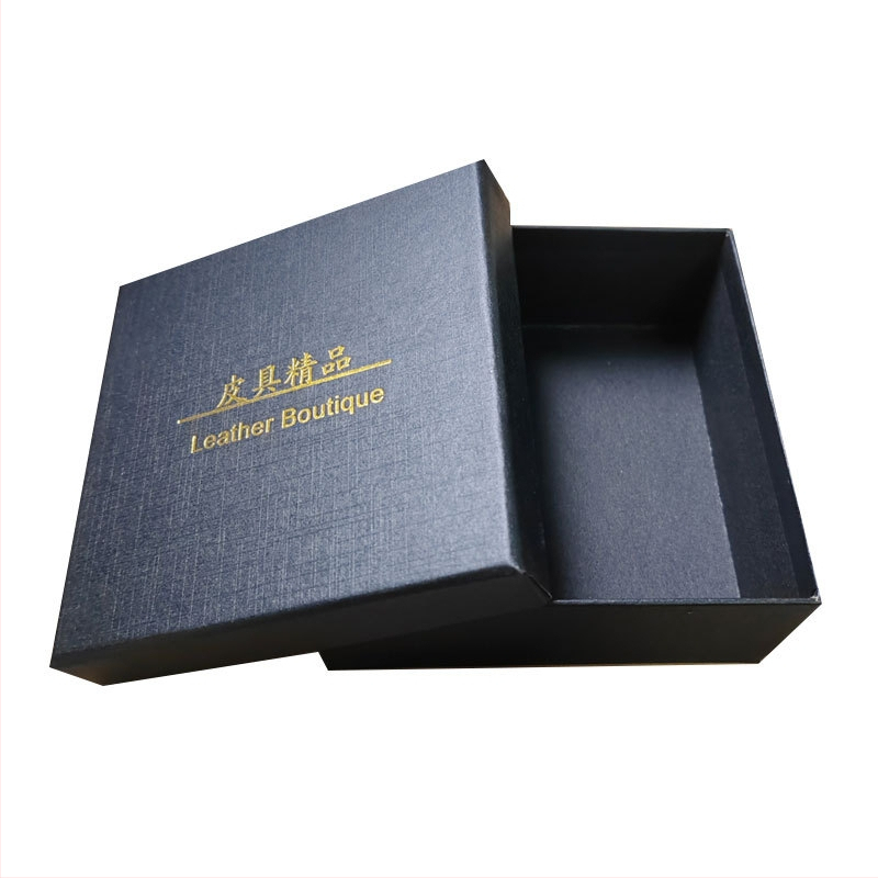 Universali diržo dėžutė Juoda dangaus ir žemės dangčio kartoninė dėžutė, pakuojanti dovanų dėžutę, kvadratinė. Įdegio formos butikinė diržo dėžutė, didmeninė prekyba.