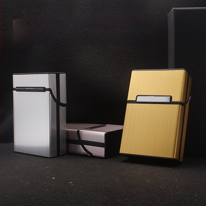 Koreai FCW férfi 20 darabos, szálcsiszolt alumínium cigarettatartó céglogóval, lézeres nagykereskedelemmel