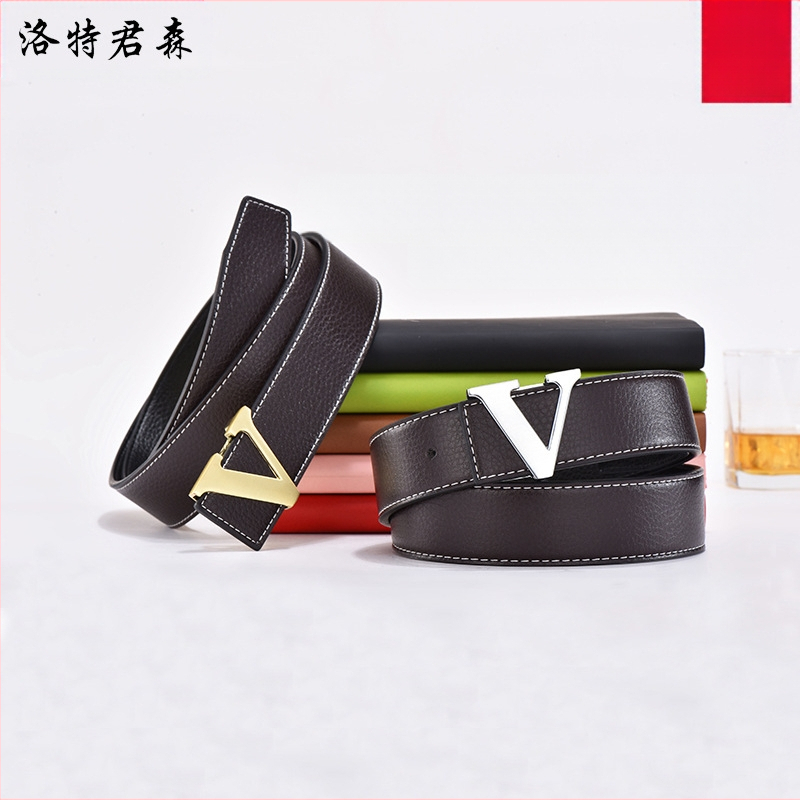 Gyártói divatos férfi öv V-alakú öv koreai stílusú licsi mintás divatos betűs öv férfi és női marhaöv