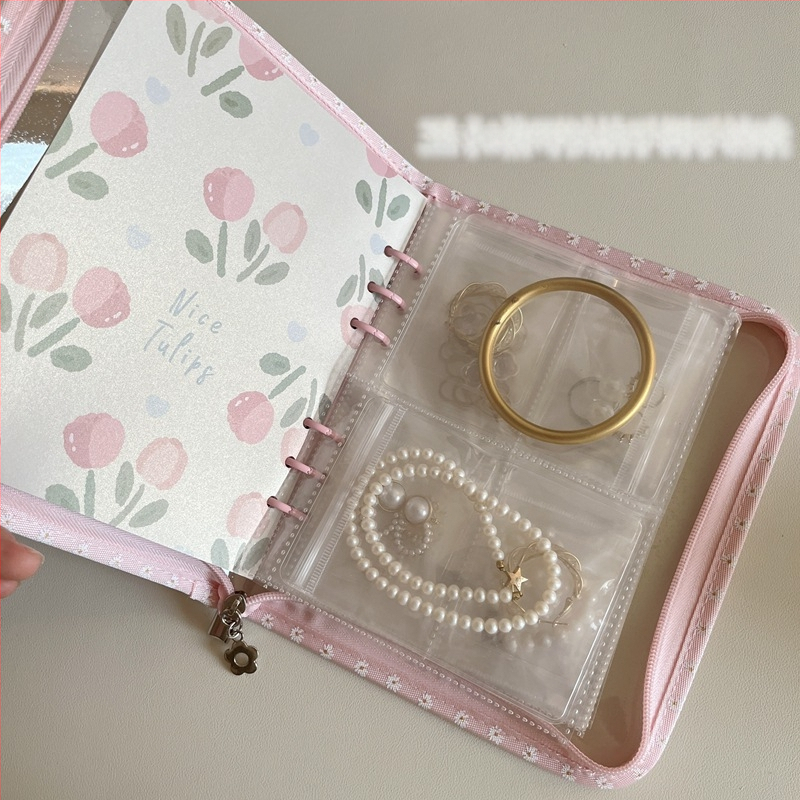 Väike lilleline lukuga raamat, oksüdatsioonivastased kõrvarõngad, kaelakeed, kõrvarõngad, kõrvarõngad, ehted, käeaksessuaarid, suletud kotid, hoiuraamatud, ehete hoiustamine