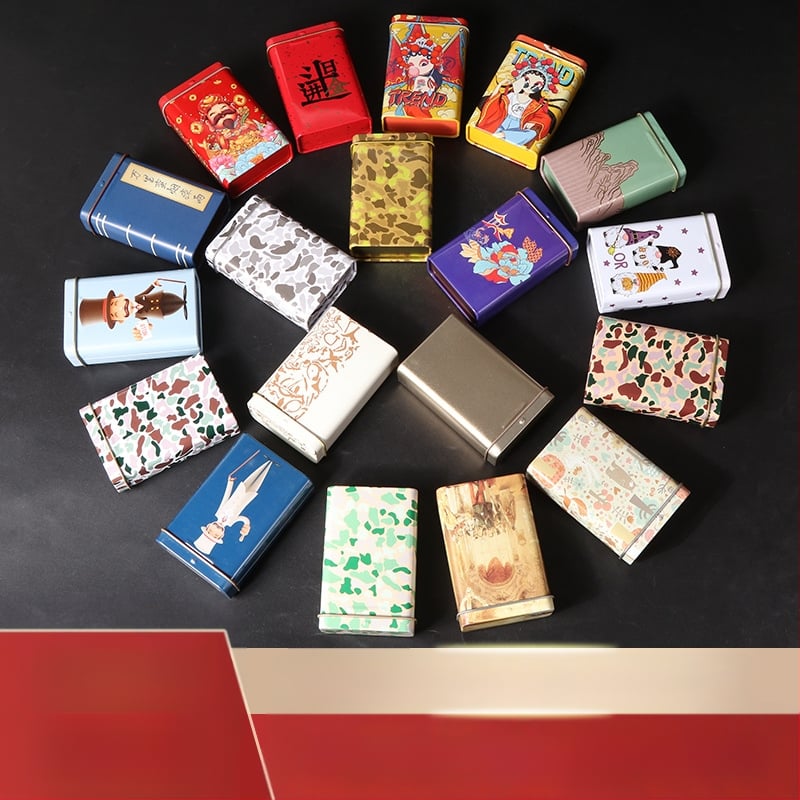 Nauja 20 vnt. pakuotė su atlenkiamu metaliniu integruotu cigarečių dėklu, kūrybinga, daugiafunkcinė, vandeniui ir drėgmei atspari vyriška skardinė dėžutė, tiesiogiai parduodama